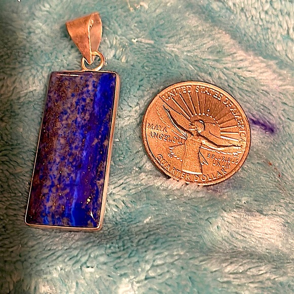 sterling silver pendant lapis lazuli India artisan - Picture 3 of 7